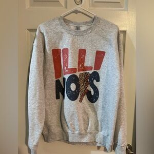 Gildan Gray Graphic Illinois Crewneck Sweater